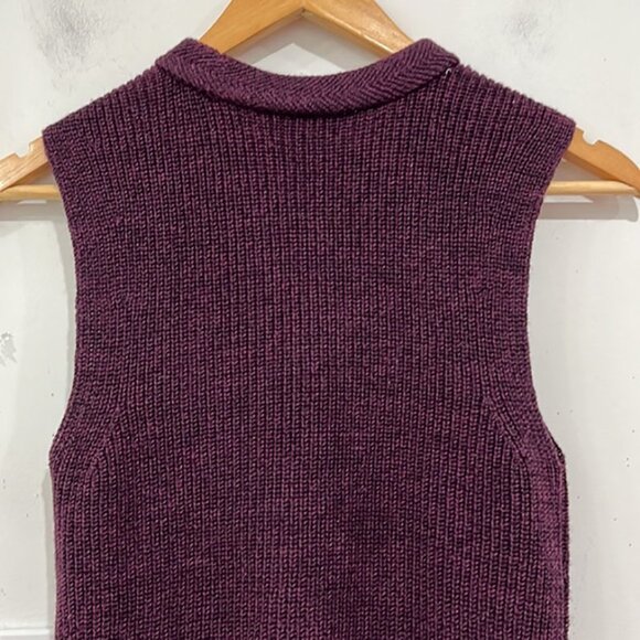 Aritzia Wilfred Palmier Wool Sleeveless Knitted Top Tunic Sweater in Burgundy XS - Picture 7 of 10